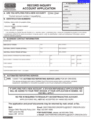Document preview: Form 735-6037 Record Inquiry Account Application - Oregon