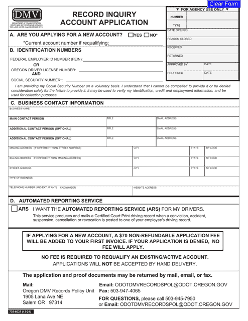 Form 735-6037  Printable Pdf
