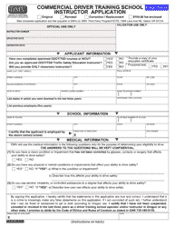 Form 735-6050B Commercial Driver Training School Instructor Application - Oregon