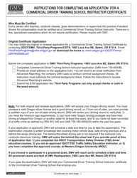 Form 735-6050B Commercial Driver Training School Instructor Application - Oregon, Page 2