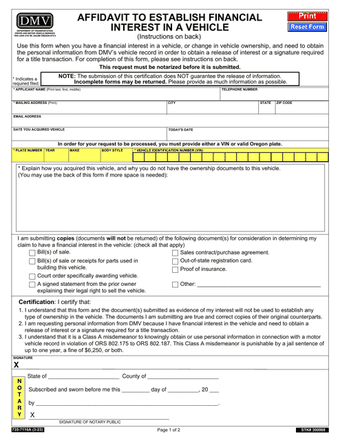 Form 735-7116A  Printable Pdf