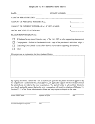 Document preview: Request to Withdraw From Trust - Texas