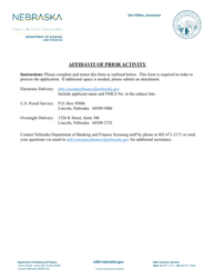 Document preview: Affidavit of Prior Activity - Nebraska