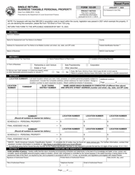 State Form 53854 (103-SR) Single Return - Business Tangible Personal Property - Indiana