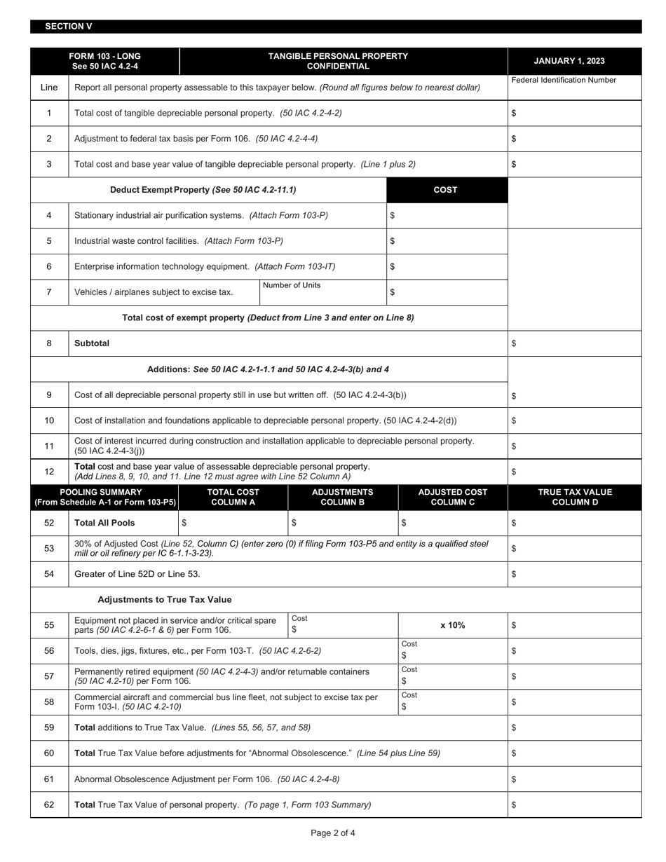 State Form 11405 103 Long Download Fillable Pdf Or Fill Online Business Tangible Personal 8116