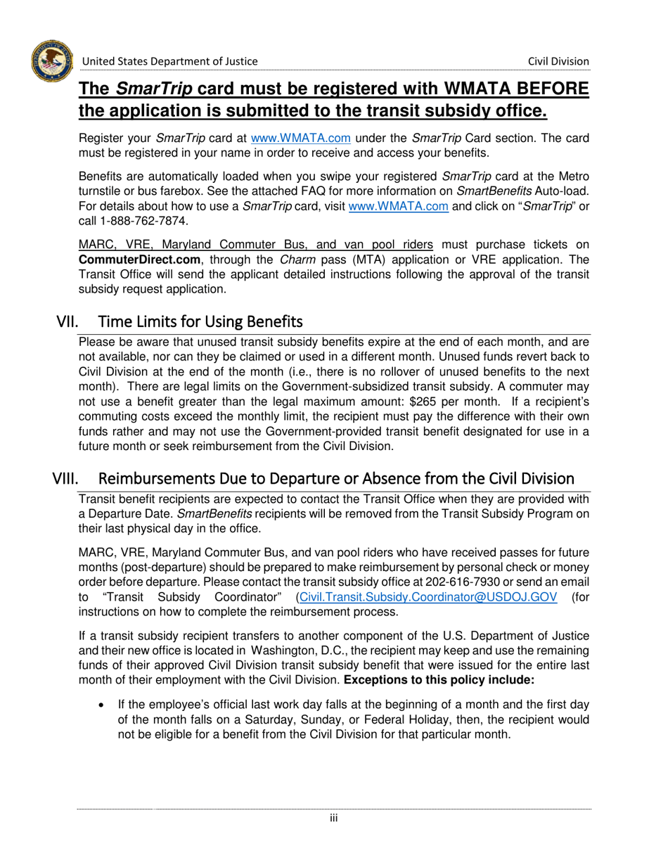 Civil Division Transit Subsidy Program, Page 3
