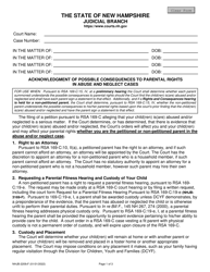 Document preview: Form NHJB-2209-F Acknowledgment of Possible Consequences to Parental Rights in Abuse and Neglect Cases - New Hampshire