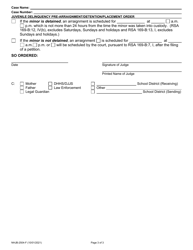 Form NHJB-2504-F After Hours Pre-arraignment/Detention/Placement Order Delinquency Case - New Hampshire, Page 3