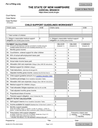 Form NHJB-2101-FPE Child Support Guidelines Worksheet (E-File Only) - New Hampshire