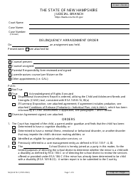 Form NHJB-2219-F Delinquency Arraignment Order - New Hampshire