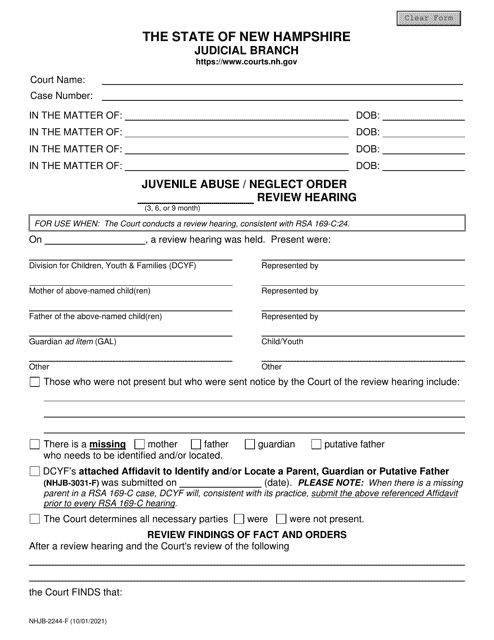 Form NHJB-2244-F  Printable Pdf