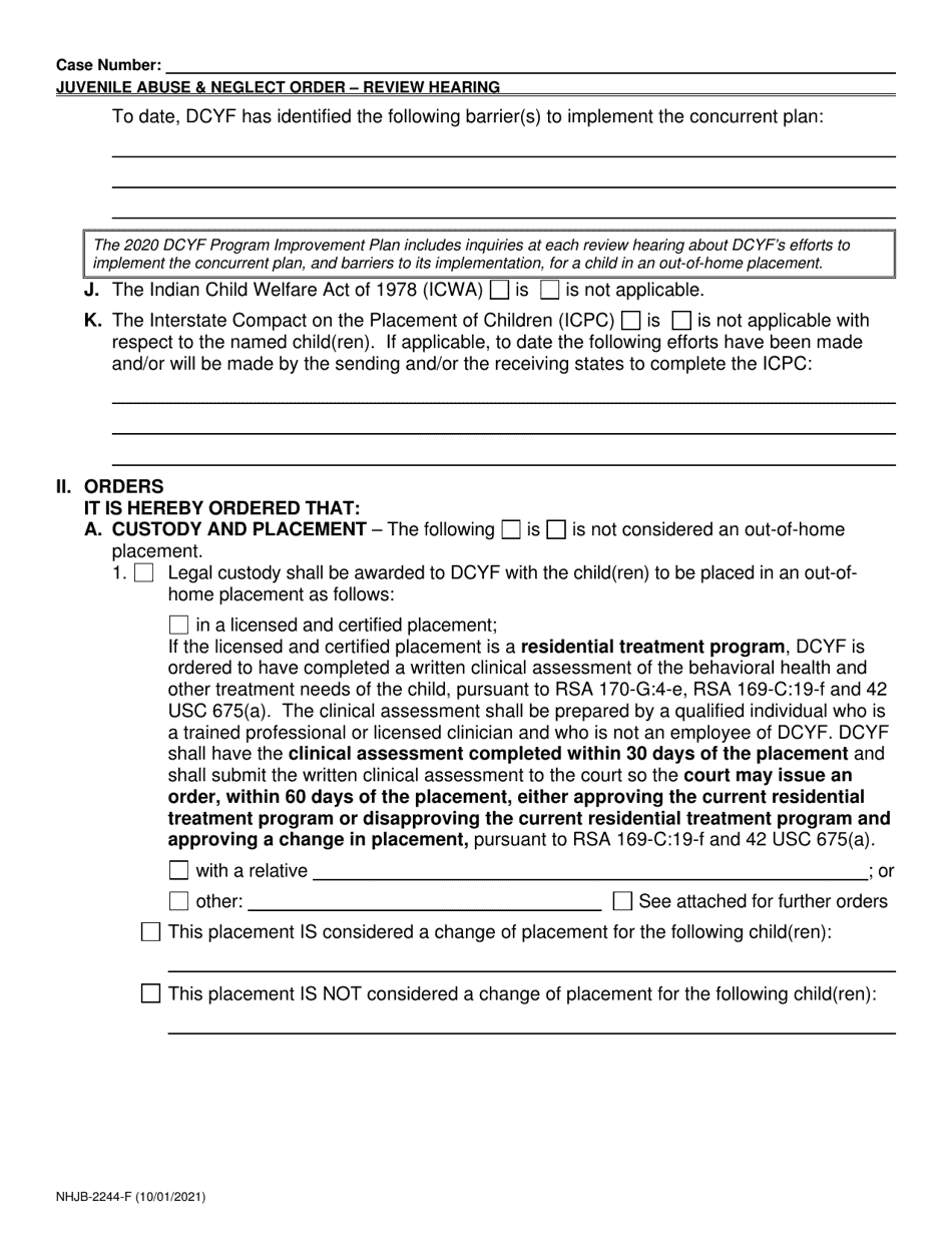 Form NHJB-2244-F Juvenile Abuse / Neglect Order Review Hearing - New Hampshire, Page 5
