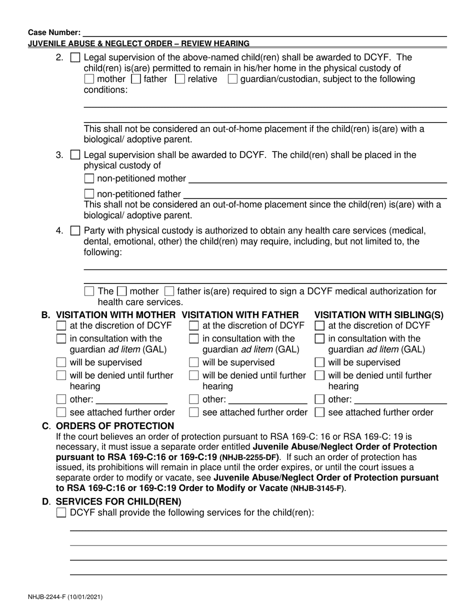 Form NHJB-2244-F Juvenile Abuse / Neglect Order Review Hearing - New Hampshire, Page 6