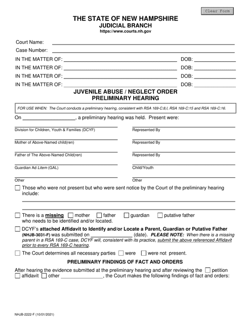 Form NHJB-2222-F  Printable Pdf