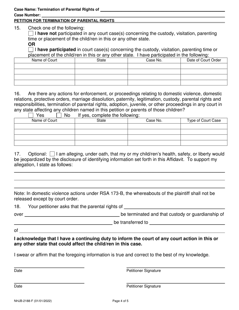 Form NHJB-2188-F Download Fillable PDF or Fill Online Petition for ...