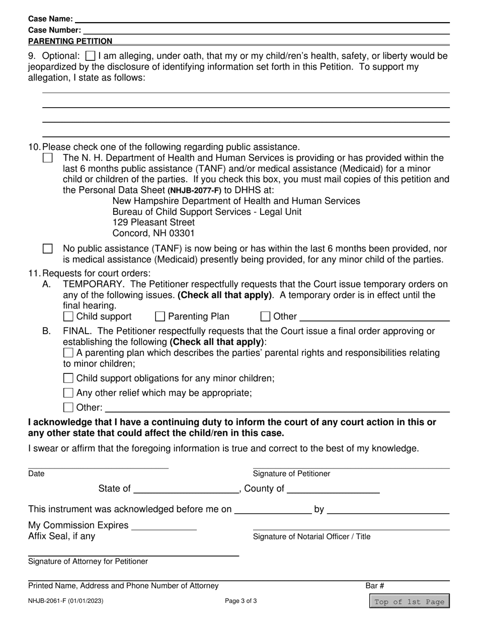 Form NHJB-2061-F Parenting Petition - New Hampshire, Page 3