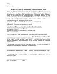 Document preview: Form DPP-171A Verbal Exchange of Information Acknowledgment Form - Kentucky