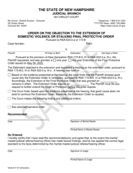 Form NHJB-2977-DF Order on the Objection to the Extension of Domestic Violence or Stalking Final Protective Order - Sample - New Hampshire, Page 2