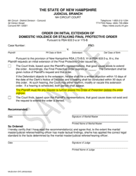 Form NHJB-2041-DFS Order of Initial Extension of Domestic Violence or Stalking Final Protective Order - Sample - New Hampshire