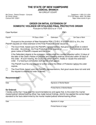 Form NHJB-2041-DFS Order of Initial Extension of Domestic Violence or Stalking Final Protective Order - Sample - New Hampshire, Page 2