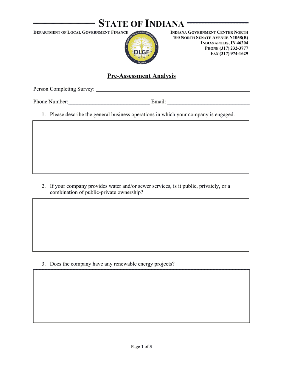 Pre-assessment Analysis - Indiana, Page 1