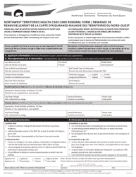 Form NWT2186 Northwest Territories Health Care Card Renewal Form - Northwest Territories, Canada (English/French)