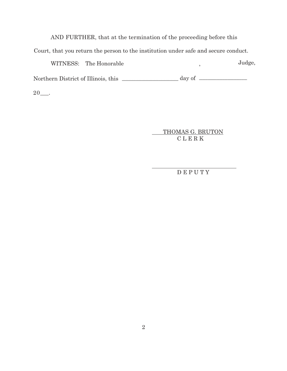 Petition for Writ of Habeas Corpus Ad Prosequendum / Testificandum for Western Division - Illinois, Page 2