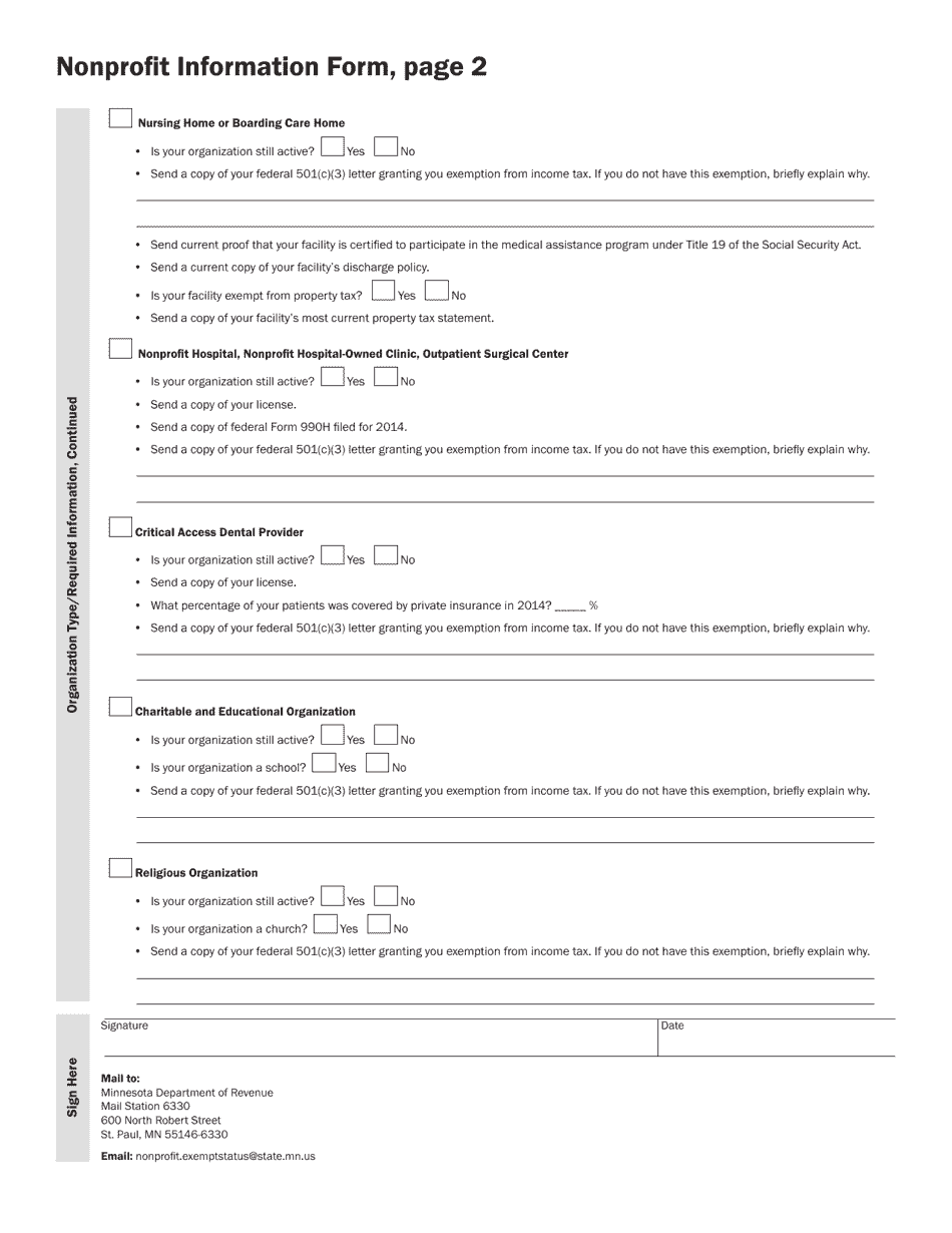 Nonprofit Information Form - Minnesota, Page 2