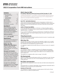 Document preview: Instructions for Form M8 S Corporation Return - Minnesota