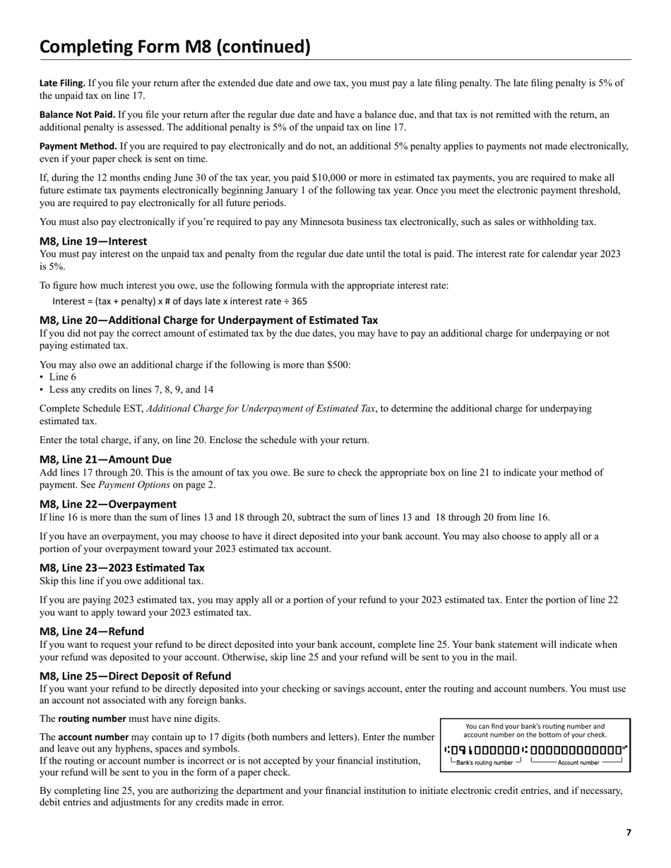 Instructions for Form M8 S Corporation Return - Minnesota, Page 7
