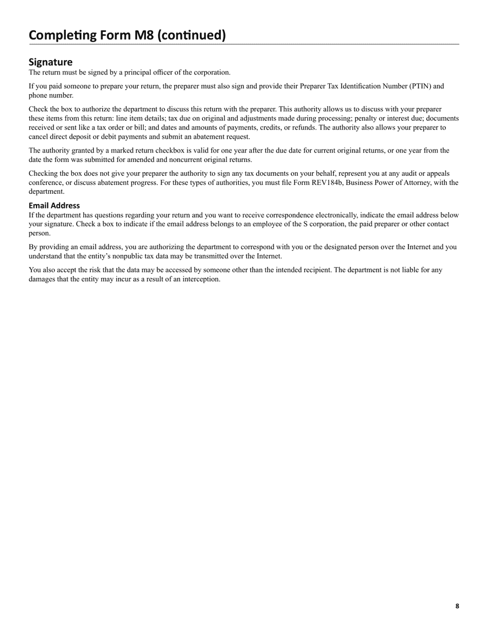 Instructions for Form M8 S Corporation Return - Minnesota, Page 8