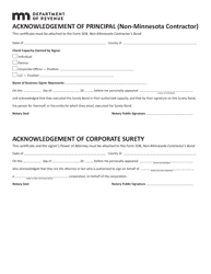 Form SDB Non-minnesota Contractor&#039;s Bond - Minnesota, Page 2