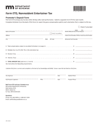 Document preview: Form ETD Nonresident Entertainer Tax - Minnesota
