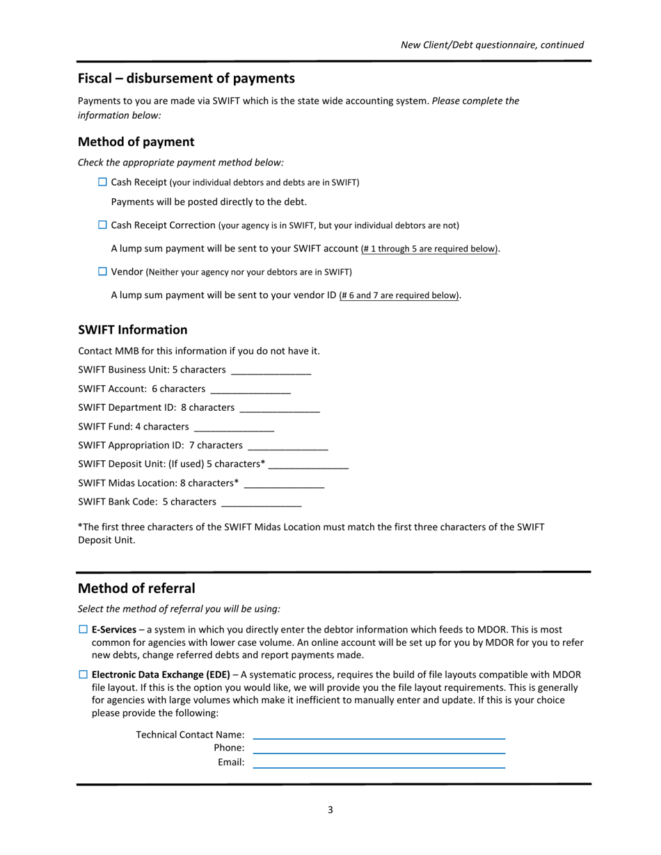 New Client / Debt Questionnaire - Minnesota, Page 3