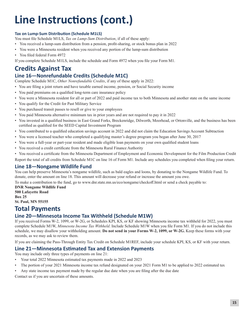 Download Instructions for Form M1 Schedule M1M, M1MA, M1REF, M1SA, M1W