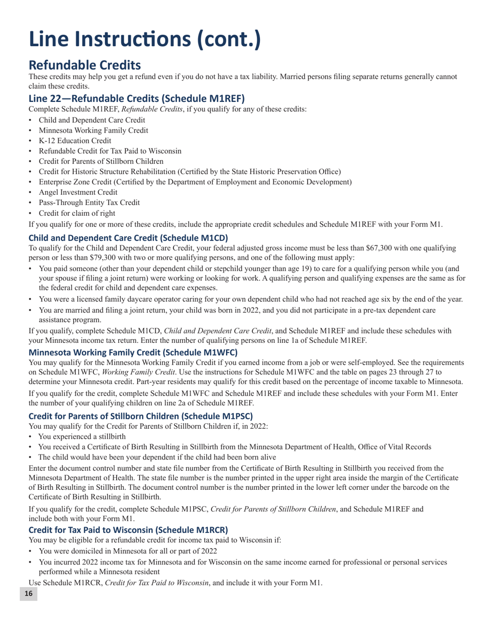 Download Instructions for Form M1 Schedule M1M, M1MA, M1REF, M1SA, M1W