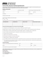 Document preview: Form ST101 Business Activity Questionnaire - Minnesota