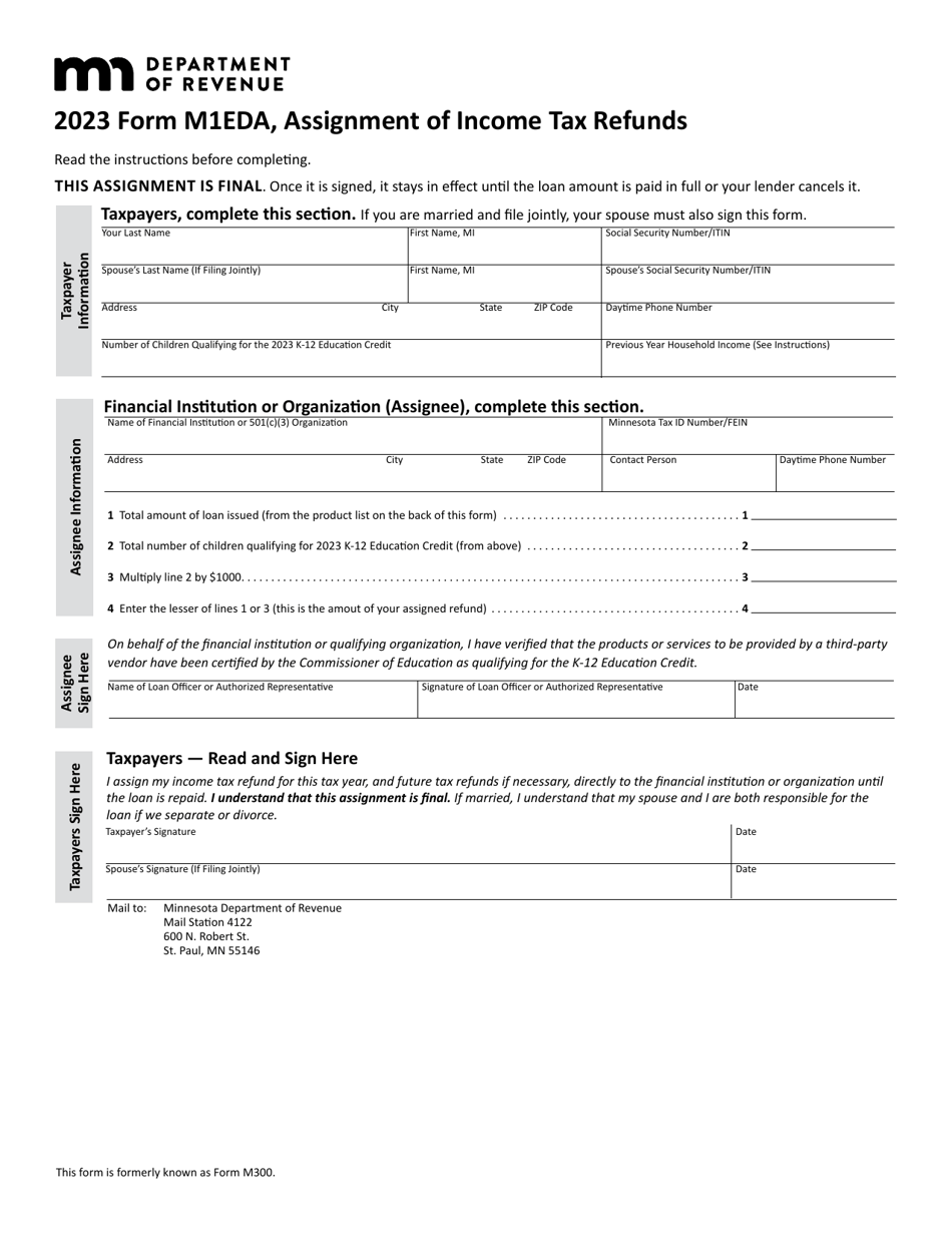 Form M1EDA Download Fillable PDF or Fill Online Assignment of