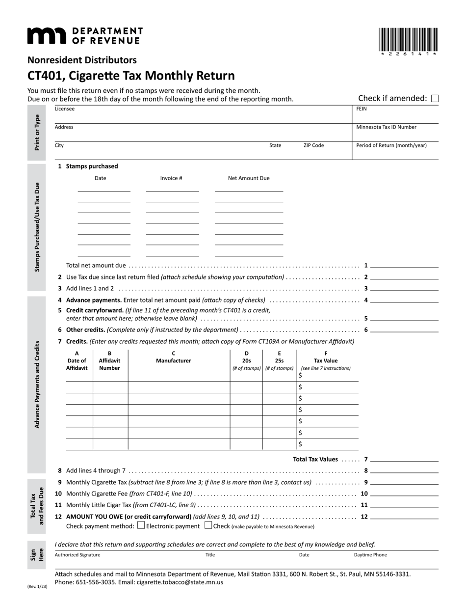 Form CT401 Fill Out, Sign Online and Download Fillable PDF, Minnesota