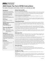 Instructions for Form M706 Estate Tax Return - Minnesota