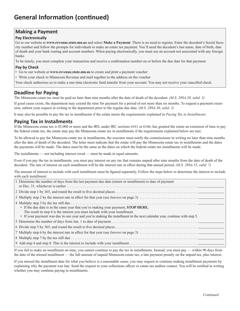 Instructions for Form M706 Estate Tax Return - Minnesota, Page 2