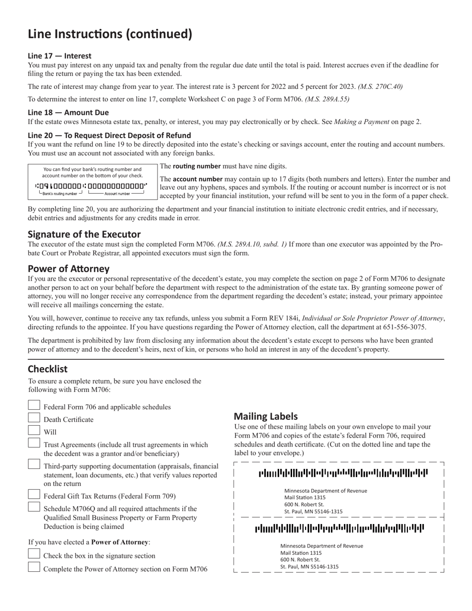 Instructions for Form M706 Estate Tax Return - Minnesota, Page 7
