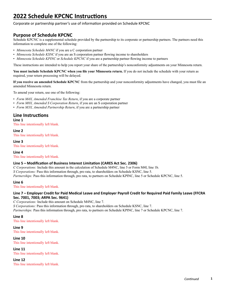 Schedule KPCNC Federal Adjustments - Minnesota, Page 3