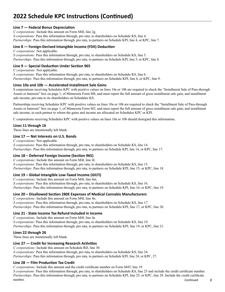 Form KPC Partners Share of Income, Credits and Modifications - Minnesota, Page 4