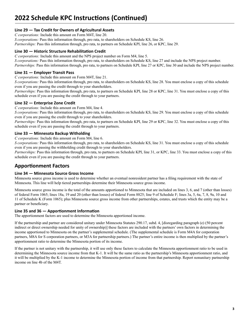Form KPC Partners Share of Income, Credits and Modifications - Minnesota, Page 5