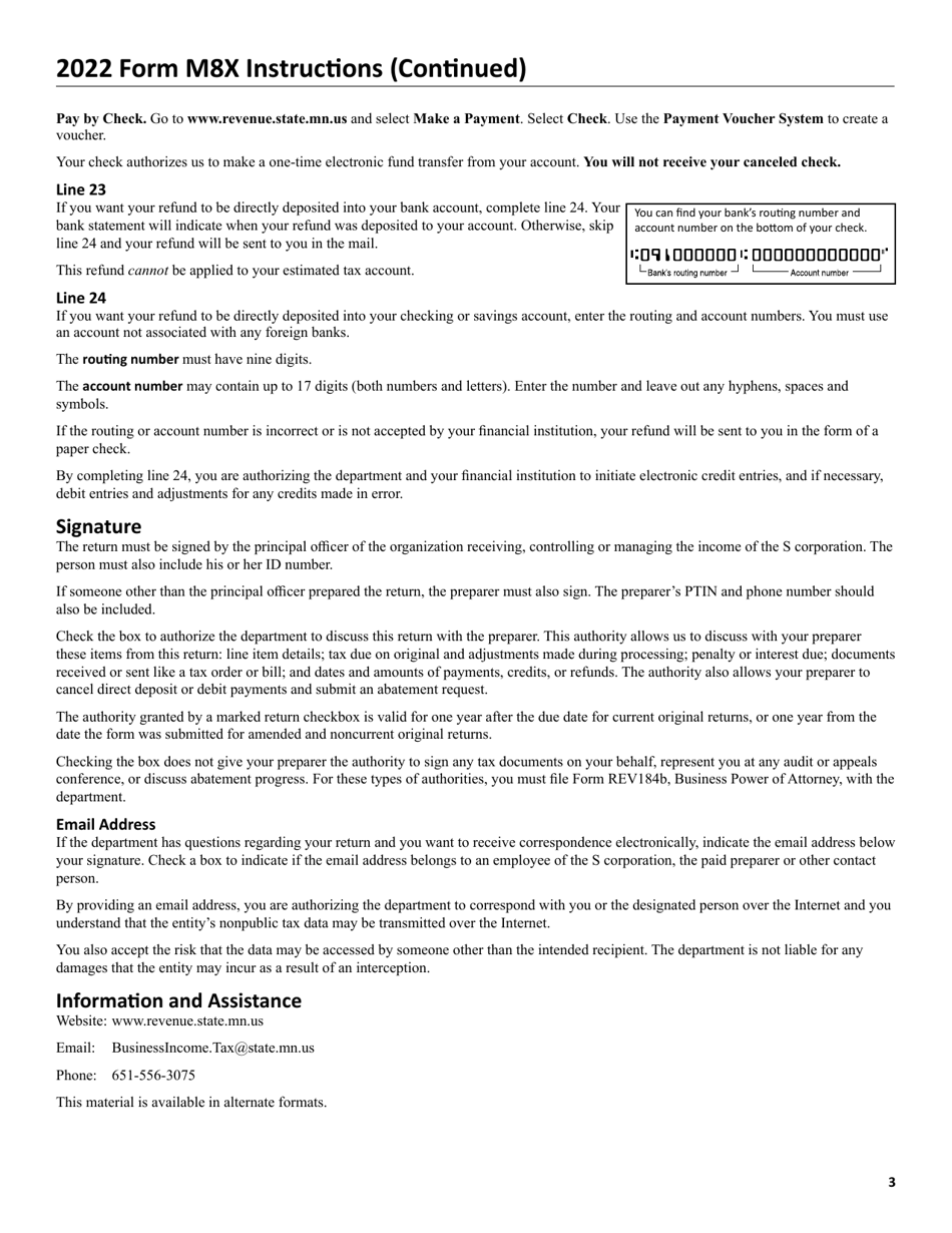 Form M8X Amended S Corporation Return - Minnesota, Page 5