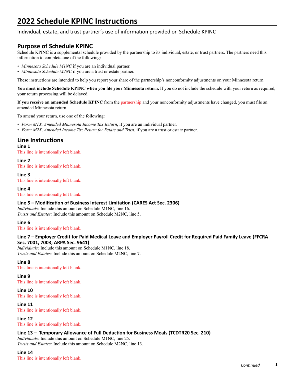 Schedule KPINC Federal Adjustments - Minnesota, Page 3