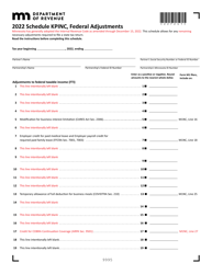 Document preview: Schedule KPINC Federal Adjustments - Minnesota, 2022