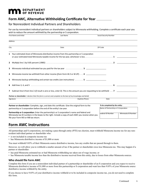 Form AWC  Printable Pdf