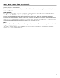 Form AWC Alternative Withholding Certificate for Nonresident Individual Partners and Shareholders - Minnesota, Page 2